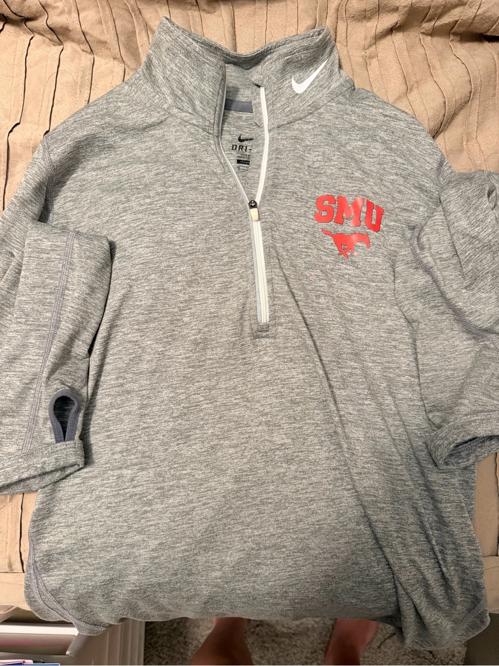 Nike Gray SMU Dri-FIT Half-Zip Pullover with Red Accent